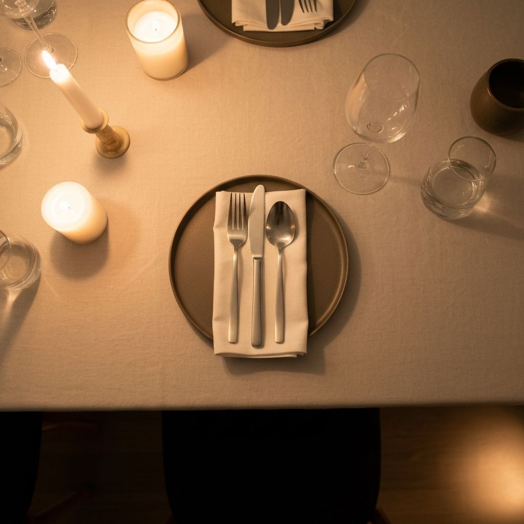 Overhead view of a thoughtfully arranged dining table